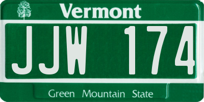 VT license plate JJW174