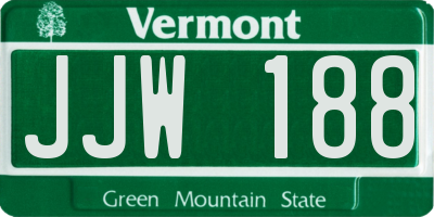 VT license plate JJW188