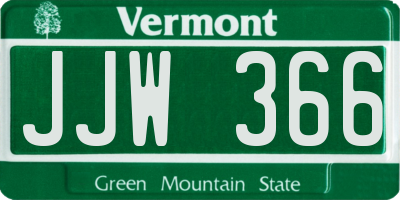 VT license plate JJW366