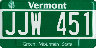VT license plate JJW451