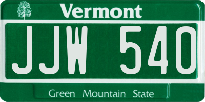 VT license plate JJW540