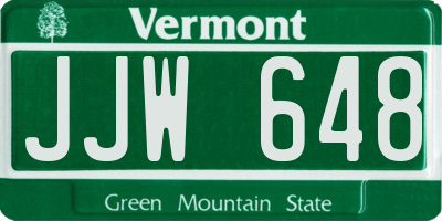 VT license plate JJW648