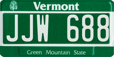 VT license plate JJW688
