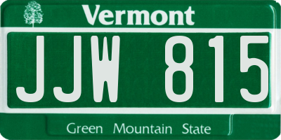 VT license plate JJW815