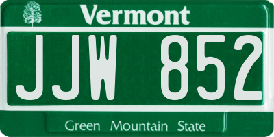 VT license plate JJW852