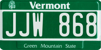 VT license plate JJW868