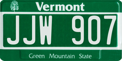 VT license plate JJW907