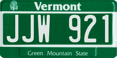 VT license plate JJW921