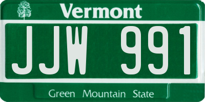 VT license plate JJW991
