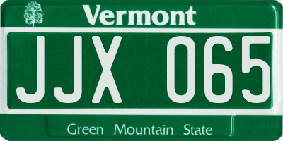 VT license plate JJX065