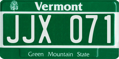 VT license plate JJX071