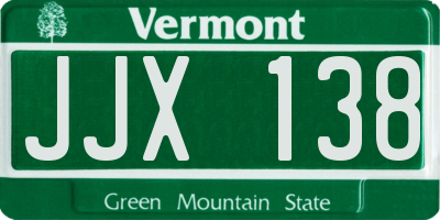 VT license plate JJX138