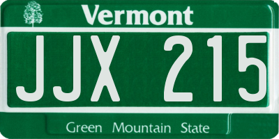 VT license plate JJX215
