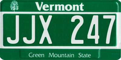 VT license plate JJX247