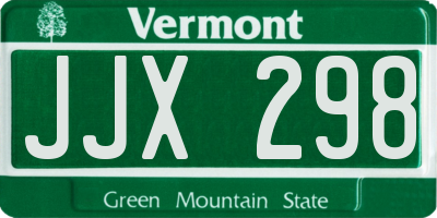 VT license plate JJX298
