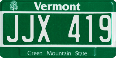 VT license plate JJX419
