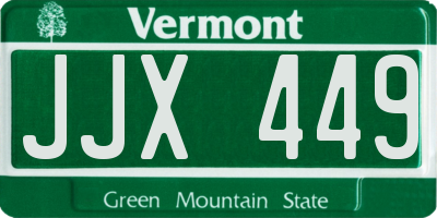 VT license plate JJX449