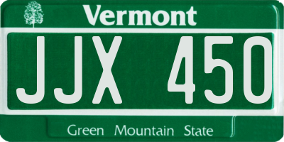 VT license plate JJX450