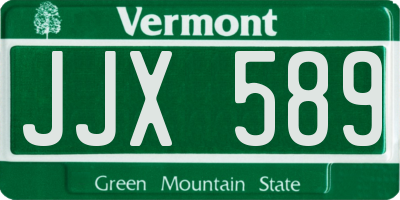 VT license plate JJX589