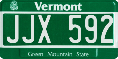 VT license plate JJX592