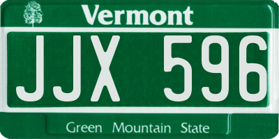 VT license plate JJX596