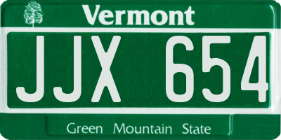VT license plate JJX654