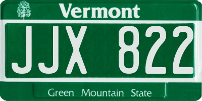 VT license plate JJX822