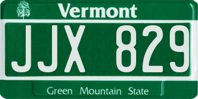 VT license plate JJX829