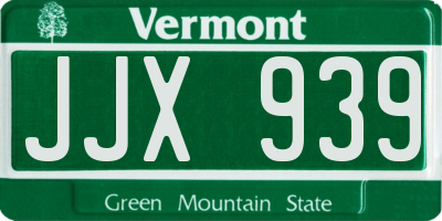 VT license plate JJX939