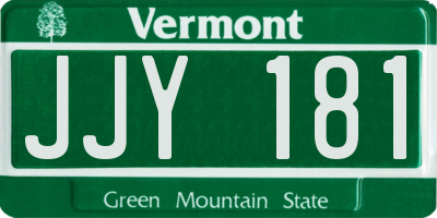 VT license plate JJY181