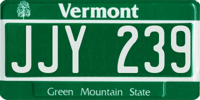 VT license plate JJY239