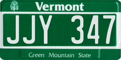 VT license plate JJY347
