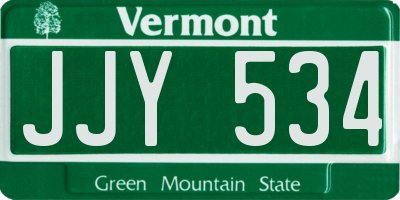 VT license plate JJY534