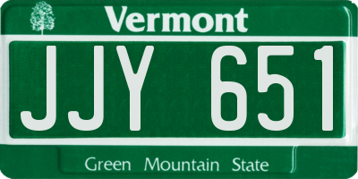 VT license plate JJY651