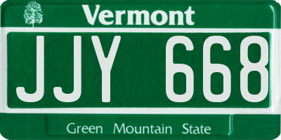 VT license plate JJY668