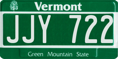 VT license plate JJY722