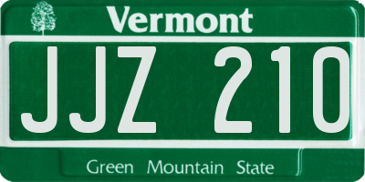 VT license plate JJZ210