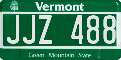 VT license plate JJZ488