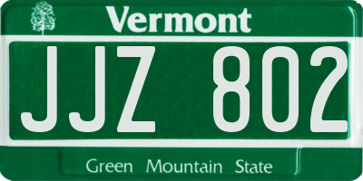 VT license plate JJZ802
