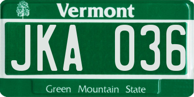 VT license plate JKA036
