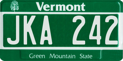 VT license plate JKA242