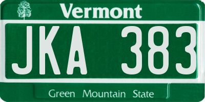 VT license plate JKA383