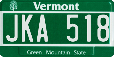 VT license plate JKA518