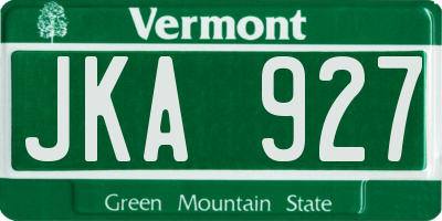 VT license plate JKA927