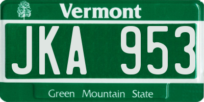 VT license plate JKA953