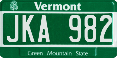 VT license plate JKA982