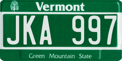 VT license plate JKA997