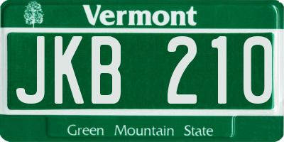VT license plate JKB210