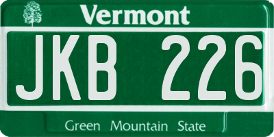VT license plate JKB226