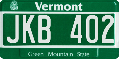 VT license plate JKB402